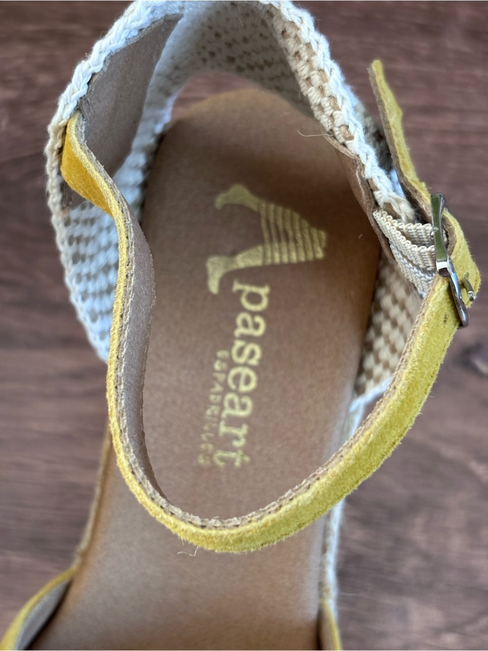 Paseart Spain Yellow Suede Espadrille Wedge Sandals Ankle Strap size 38 - Picture 3 of 12